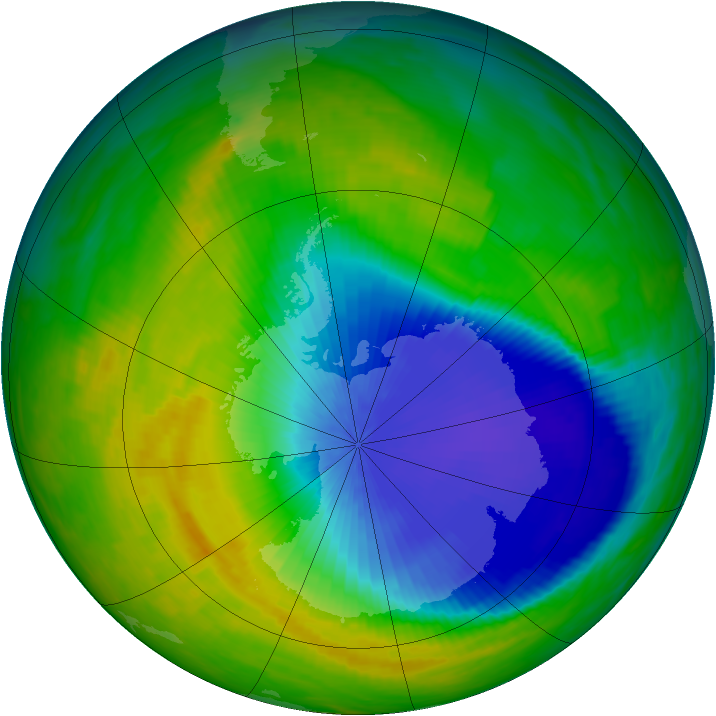 Antarctic ozone map for 28 October 1992
